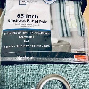 Blackout 2 panels Curtains package 38X63 New